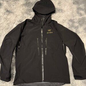 Arcteryx Alpha SV Jacket Black Gold Logo Mens Large